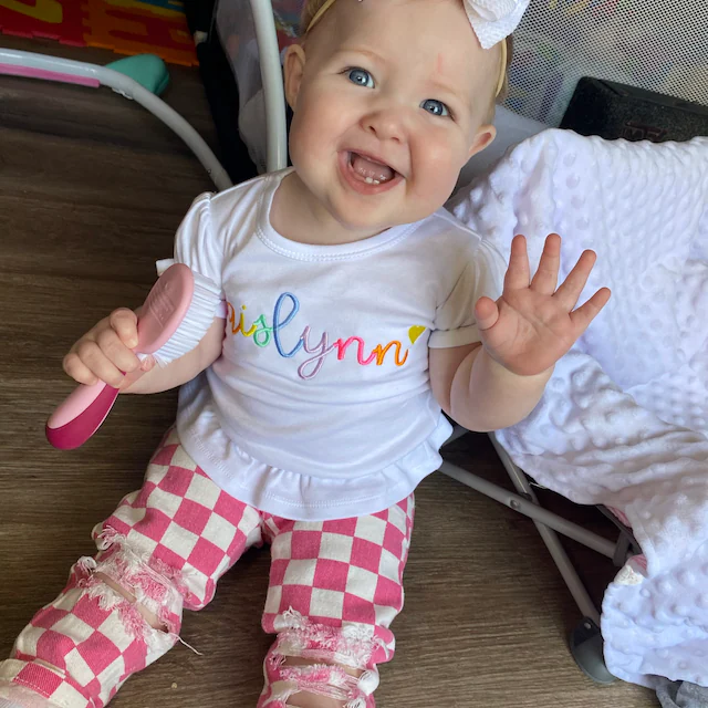 Personalized Girls Rainbow Short Sleeve Ruffle Shirt| Cloth145