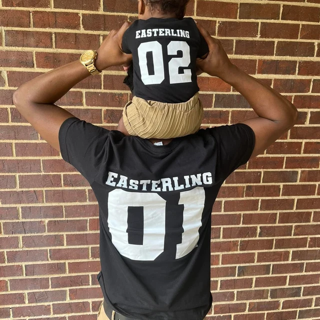 Personalised Dad and Baby Last Name Number Matching Shirts| Match02