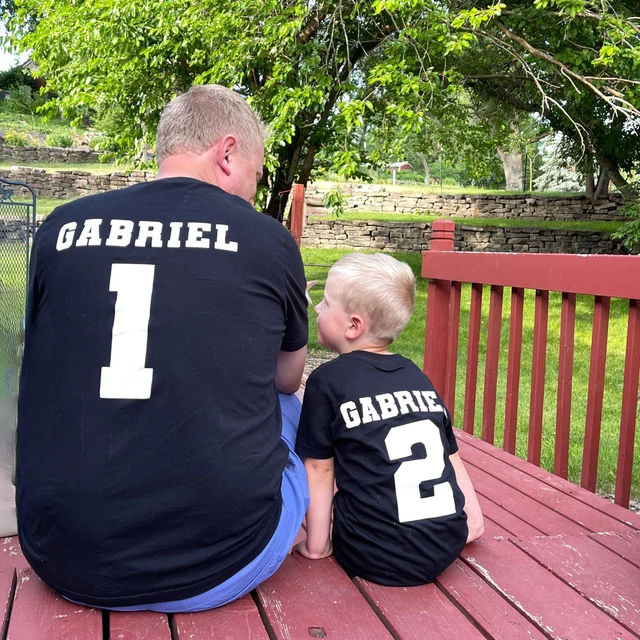 Personalised Dad and Baby Last Name Number Matching Shirts| Match02