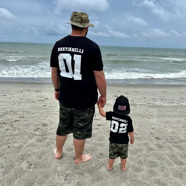 Personalised Dad and Baby Last Name Number Matching Shirts| Match02