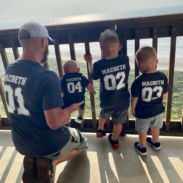 Personalised Dad and Baby Last Name Number Matching Shirts| Match03