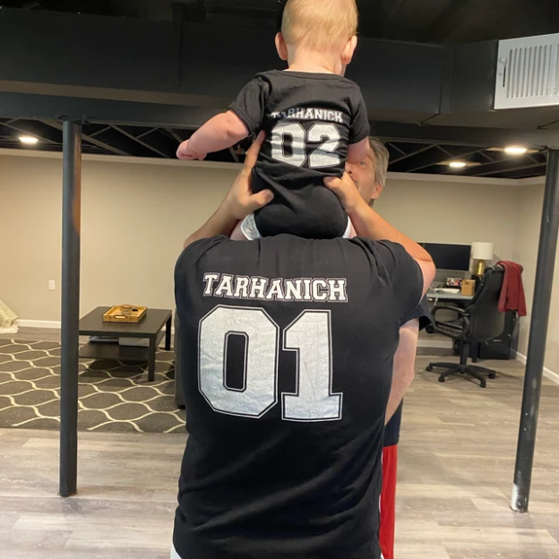 Personalised Dad and Baby Last Name Number Matching Shirts| Match03