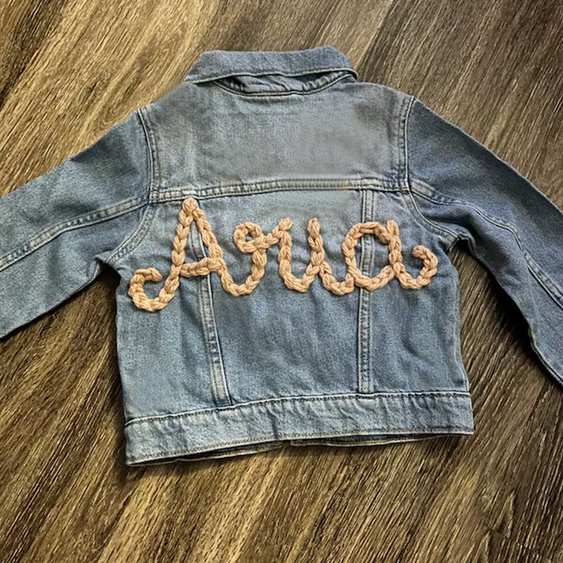 Personalized Kids Hand Embroidered Denim Jacket| Cloth161