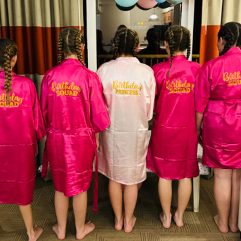 Personalized Girls Birthday Party Silk Robe| Cloth163
