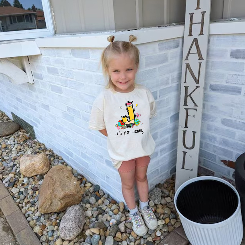 Personalized Kids Back To School Alphabet  Name T-Shirt| Cloth1408