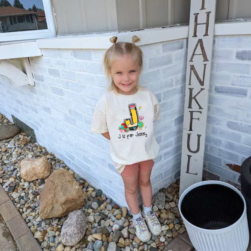 Personalized Kids Back To School Alphabet  Name T-Shirt| Cloth1408