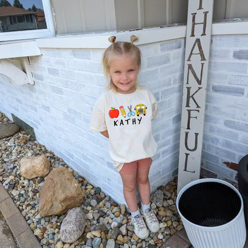 Personalized Kids Back To School Name T-Shirt| Cloth1402