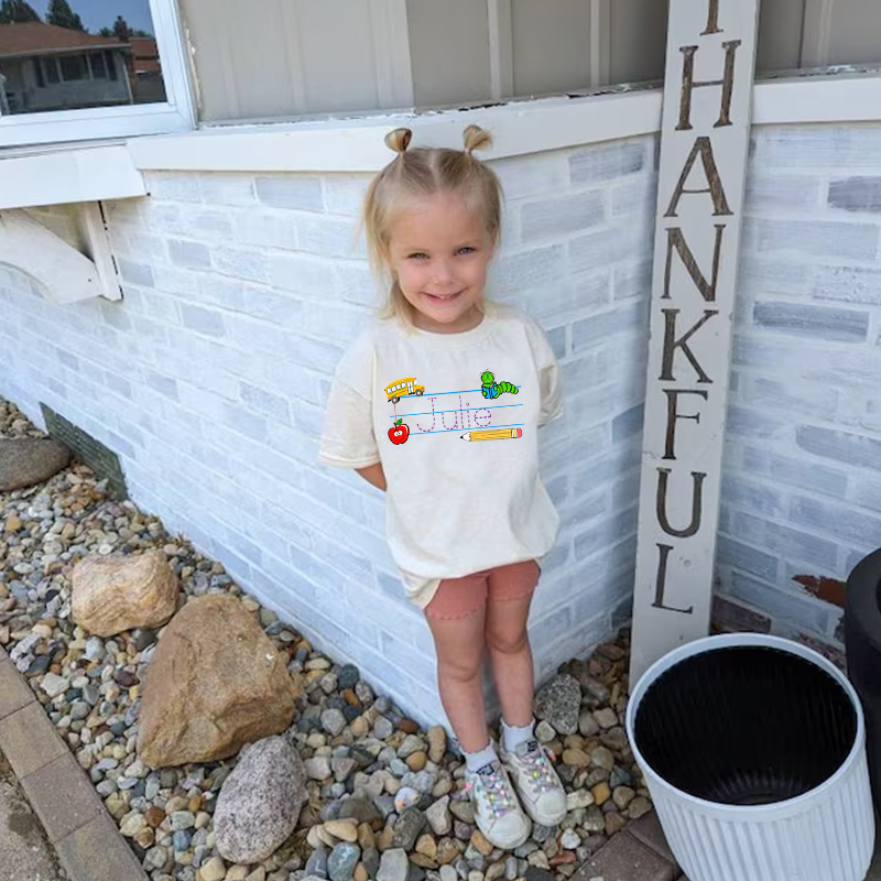 Personalized Kids Back To School Name T-Shirt| Cloth1404