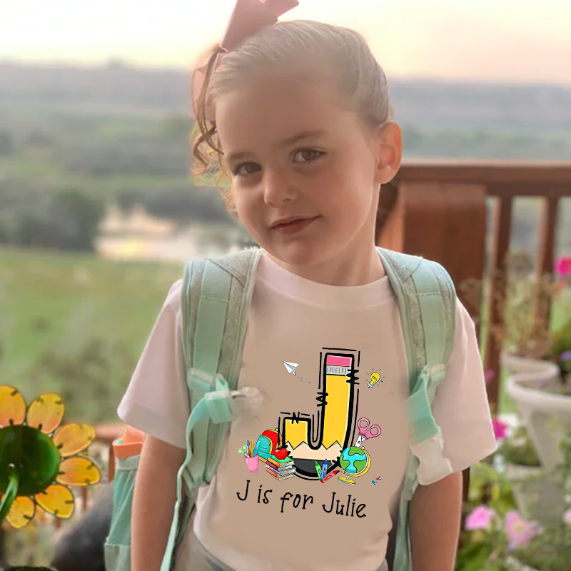 Personalized Kids Back To School Alphabet  Name T-Shirt| Cloth1408