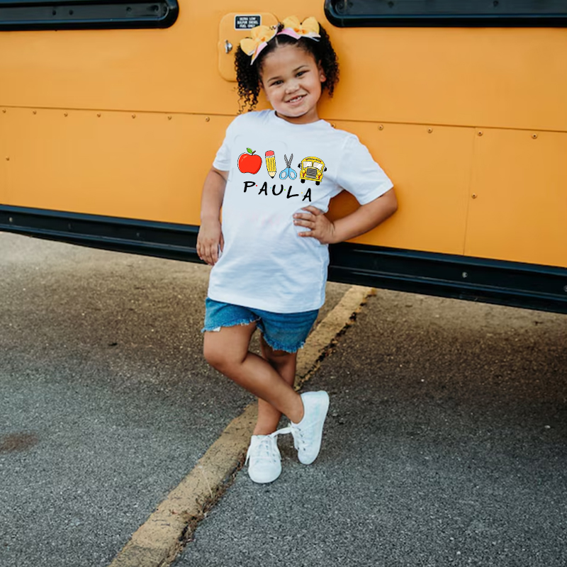 Personalized Kids Back To School Name T-Shirt| Cloth1402