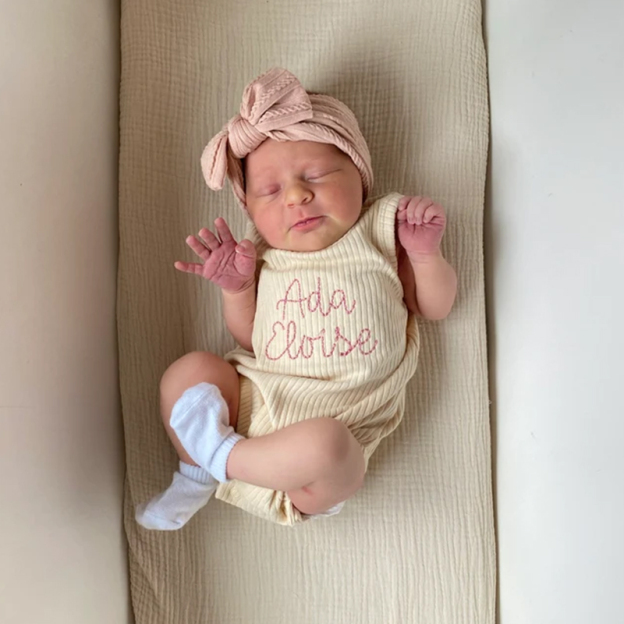Personalized Baby Gender Neutral Embroidered Cozy Onesie| BBCloth63