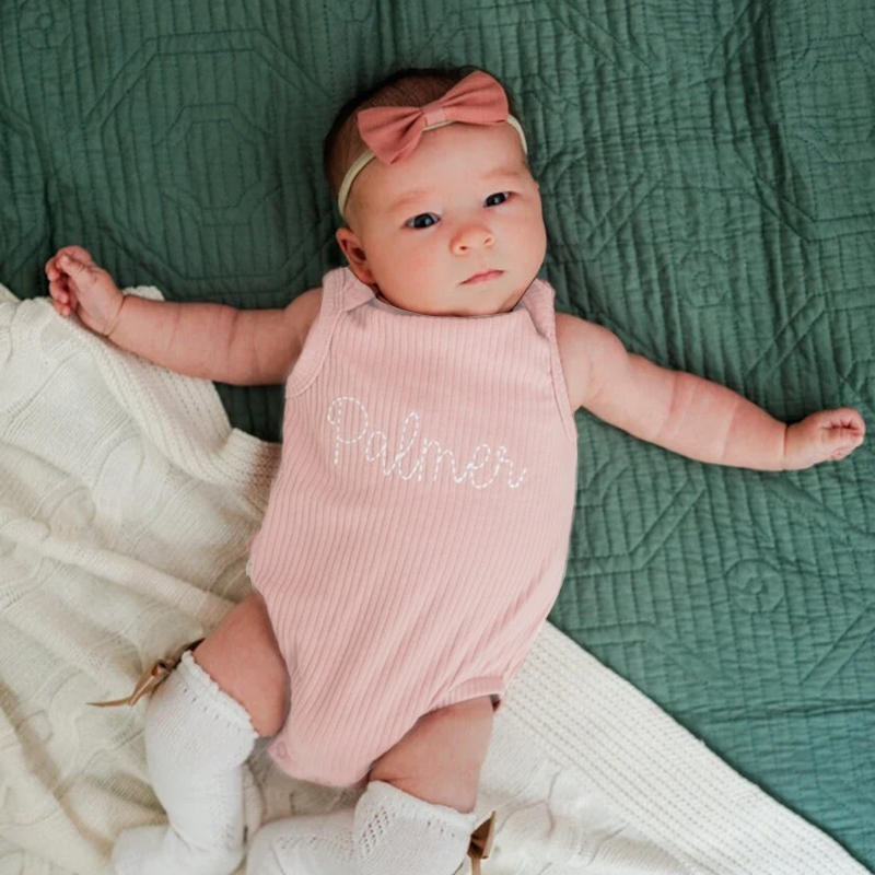 Personalized Baby Gender Neutral Embroidered Cozy Onesie| BBCloth63