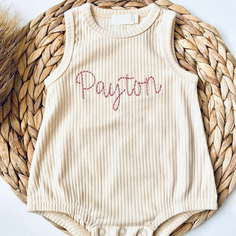 Personalized Baby Gender Neutral Embroidered Cozy Onesie| BBCloth63