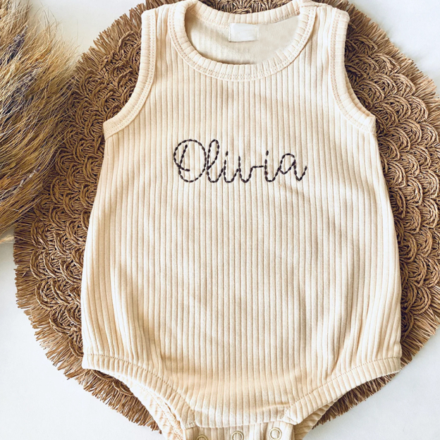 Personalized Baby Gender Neutral Embroidered Cozy Onesie| BBCloth63