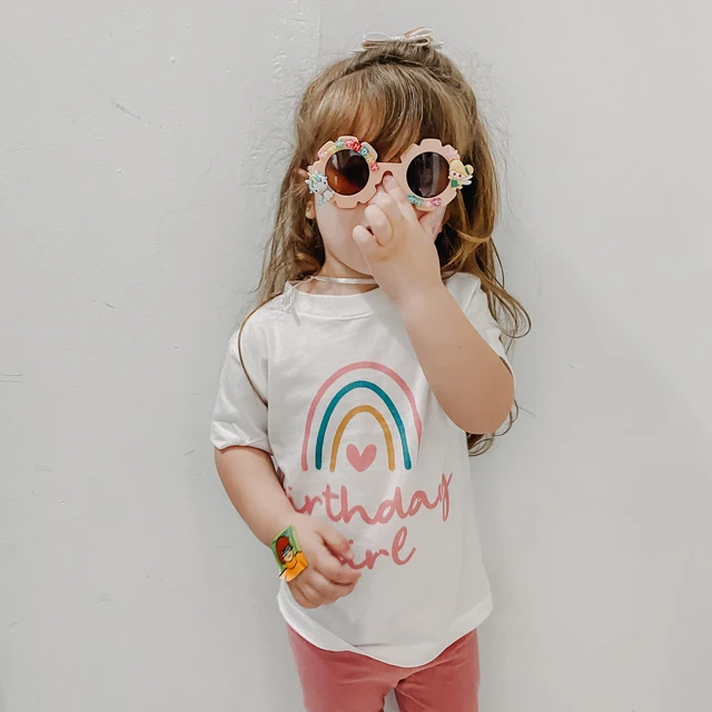 Personalized Girls Rainbow Birthday T-Shirt| Cloth173