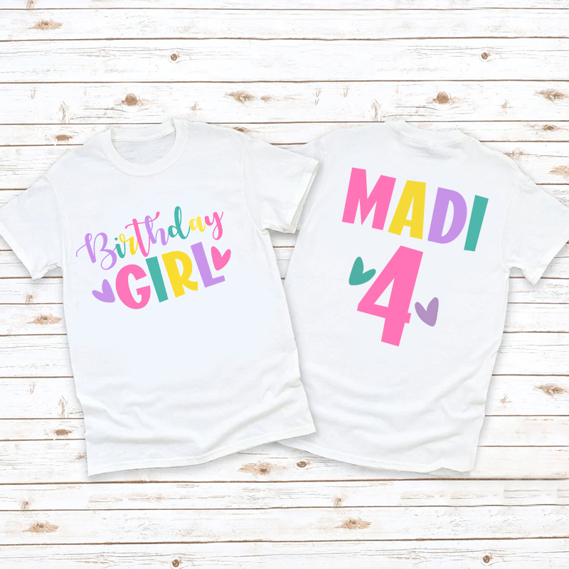 Personalized Girl Colorful Birthday T-Shirt| Cloth1473