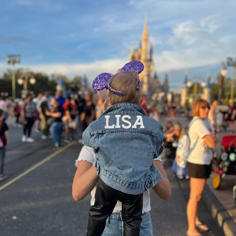 Personalized Kids Pearl Letter Denim Jacket| Cloth177