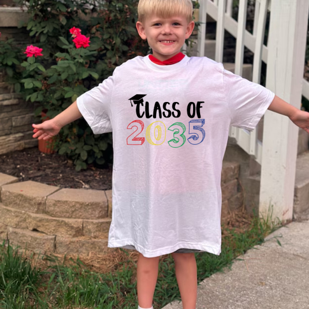 Personalized Kids Class Of 2037 Handprint Graduation Shirt| Cloth182