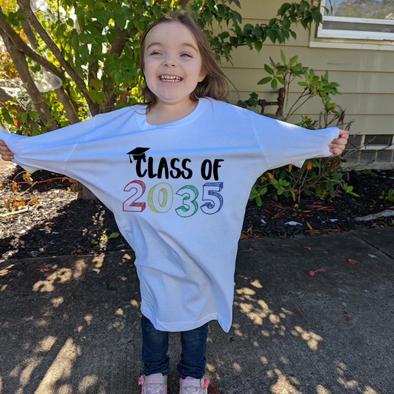 Personalized Kids Class Of 2037 Handprint Graduation Shirt| Cloth182