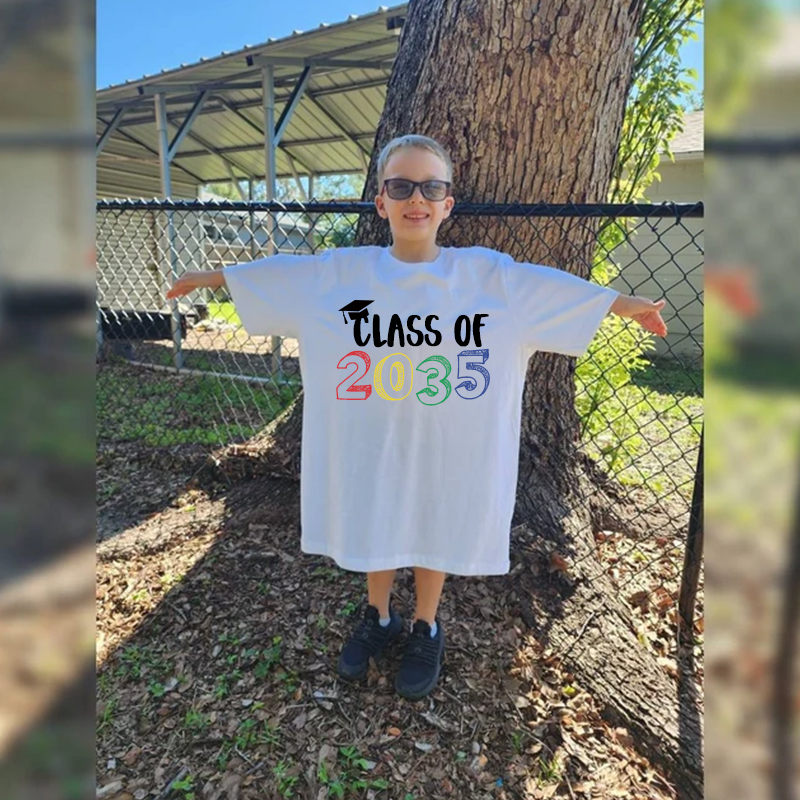 Personalized Kids Class Of 2037 Handprint Graduation Shirt| Cloth182