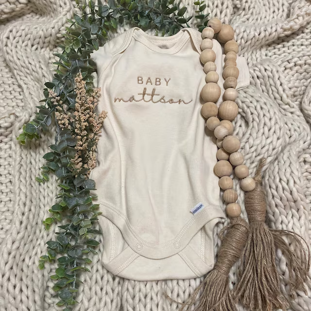 Personalized Baby Embroidered Name Cozy Onesie| BBCloth68