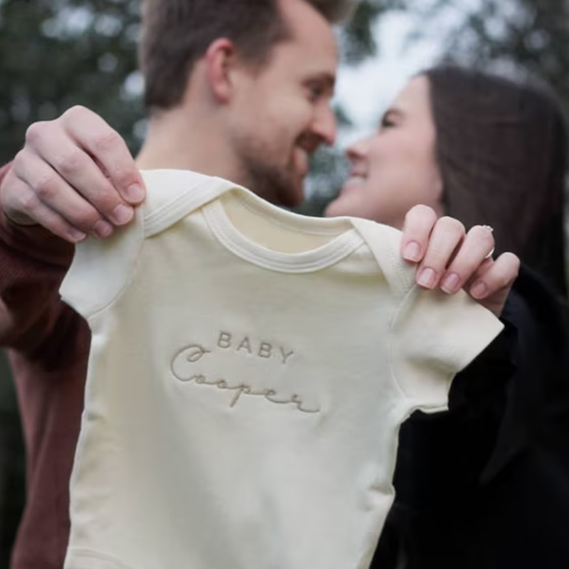 Personalized Baby Embroidered Name Cozy Onesie| BBCloth68
