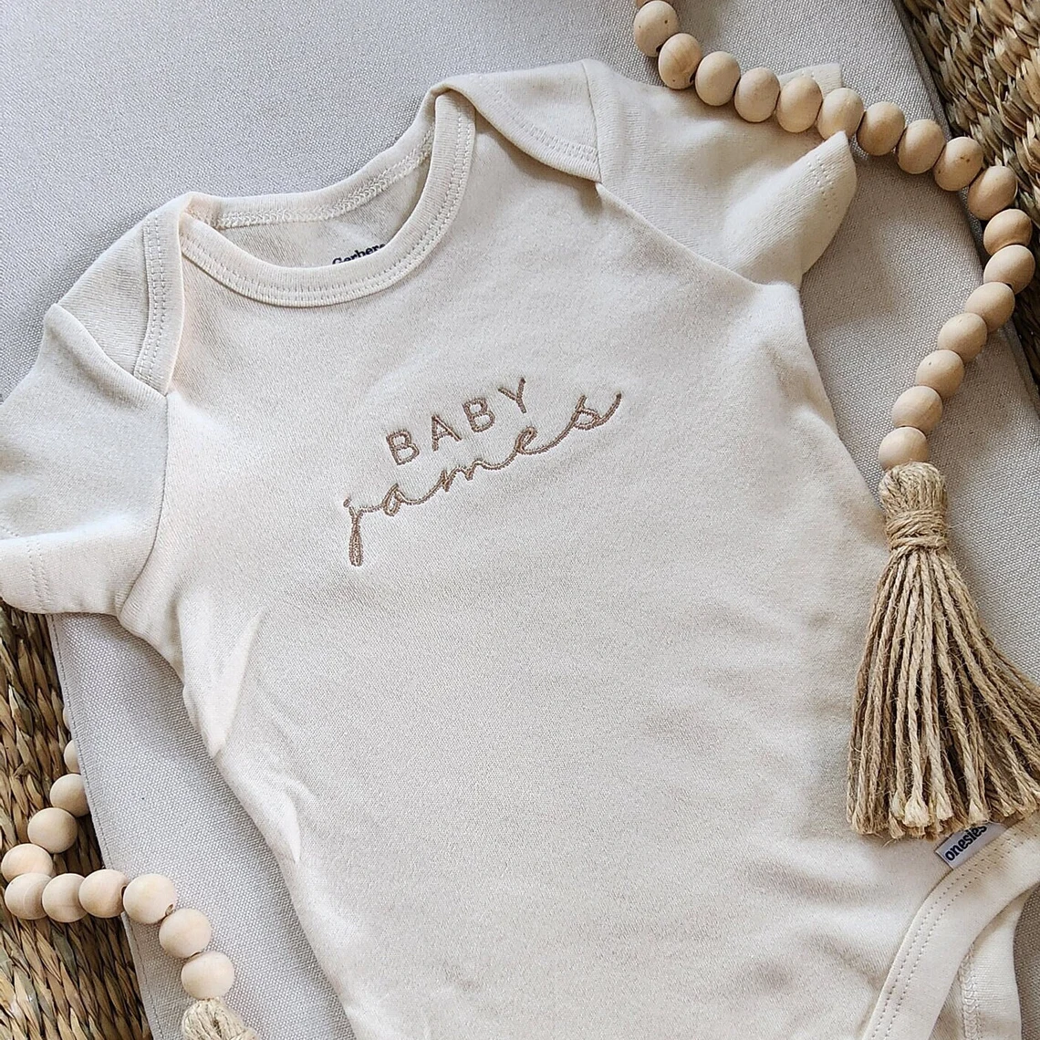 Personalized Baby Embroidered Name Cozy Onesie| BBCloth68