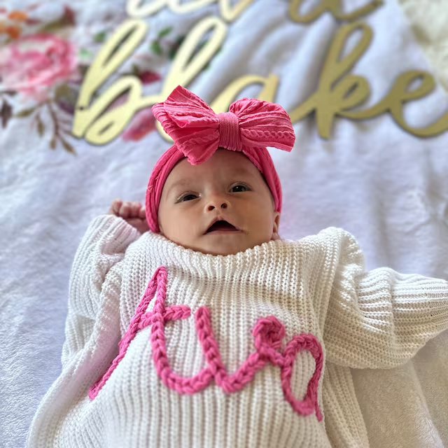 Personalized Hand Embroidered Kids Flower Sweater| Cloth188