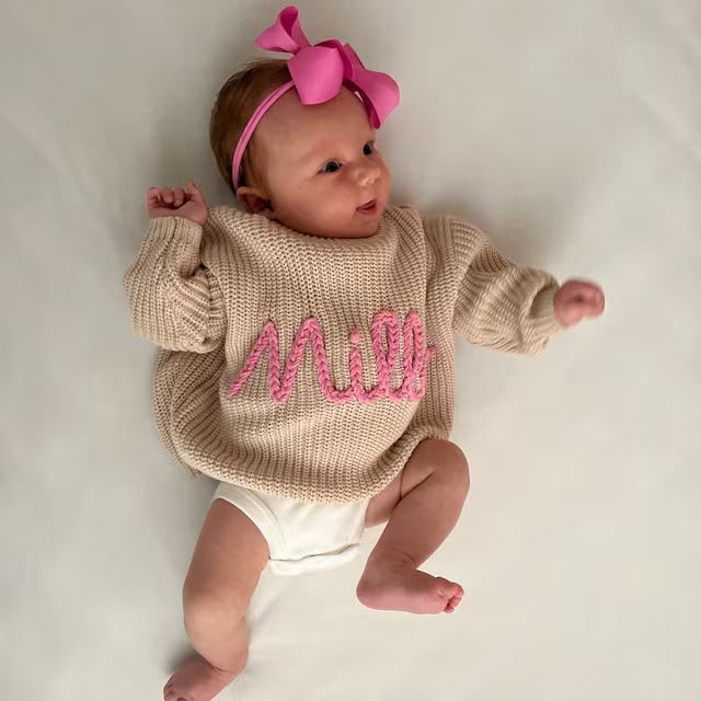 Personalized Hand Embroidered Kids Flower Sweater| Cloth188