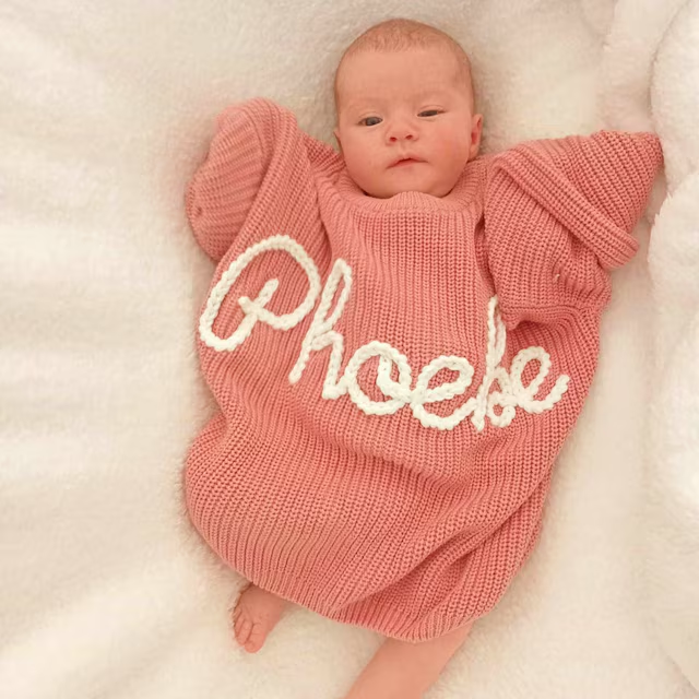 Personalized Hand Embroidered Kids Flower Sweater| Cloth188