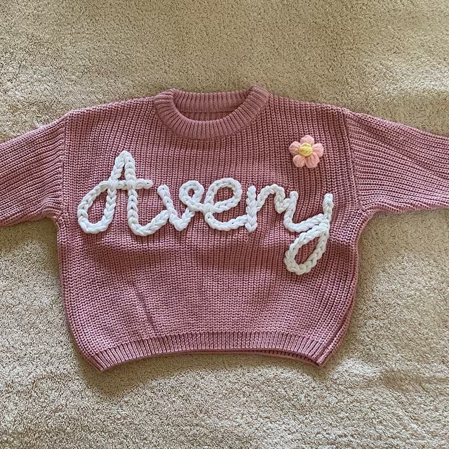 Personalized Hand Embroidered Kids Flower Sweater| Cloth188