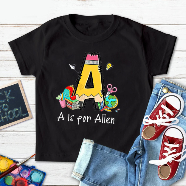 Personalized Kids Back To School Alphabet  Name T-Shirt| Cloth1408