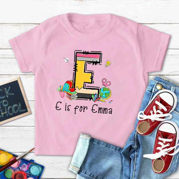 Personalized Kids Back To School Alphabet  Name T-Shirt| Cloth1408