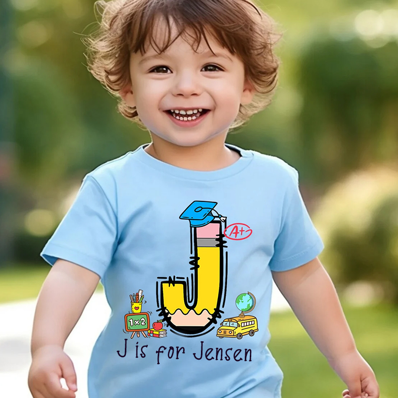 Personalized Kids Back To School Alphabet  Name T-Shirt| Cloth1408
