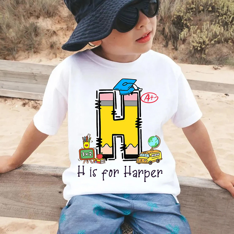 Personalized Kids Back To School Alphabet  Name T-Shirt| Cloth1408