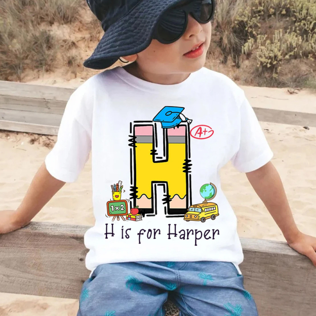 Personalized Kids Back To School Alphabet  Name T-Shirt| Cloth1408