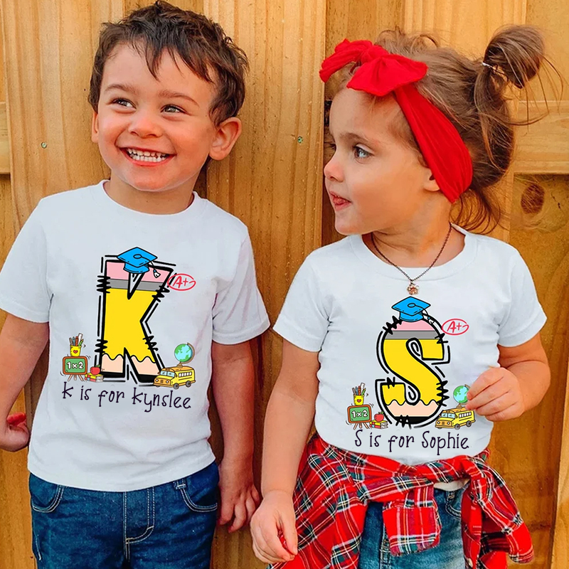 Personalized Kids Back To School Alphabet  Name T-Shirt| Cloth1408