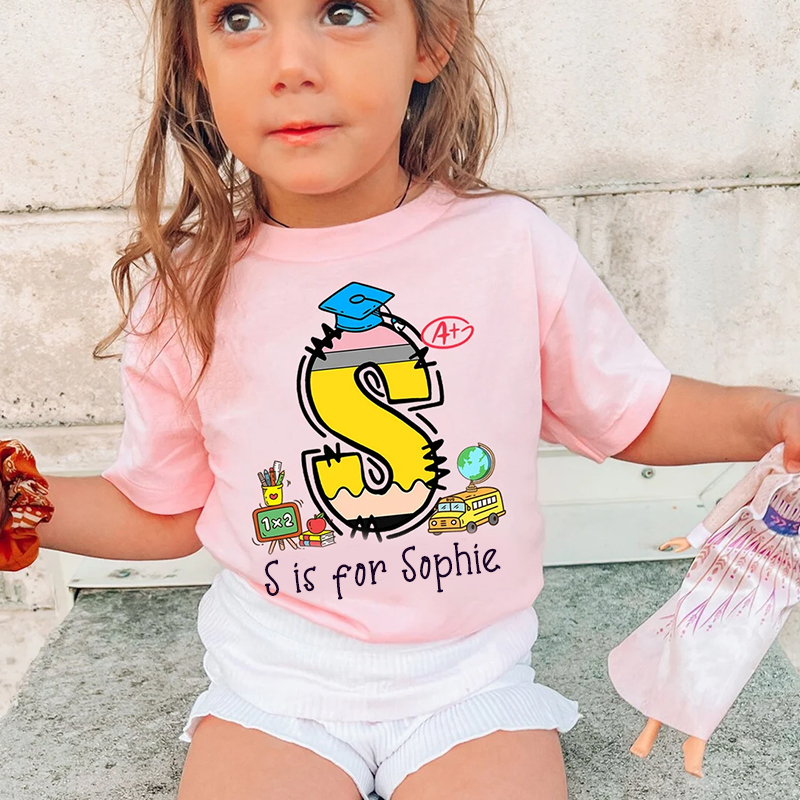 Personalized Kids Back To School Alphabet  Name T-Shirt| Cloth1408