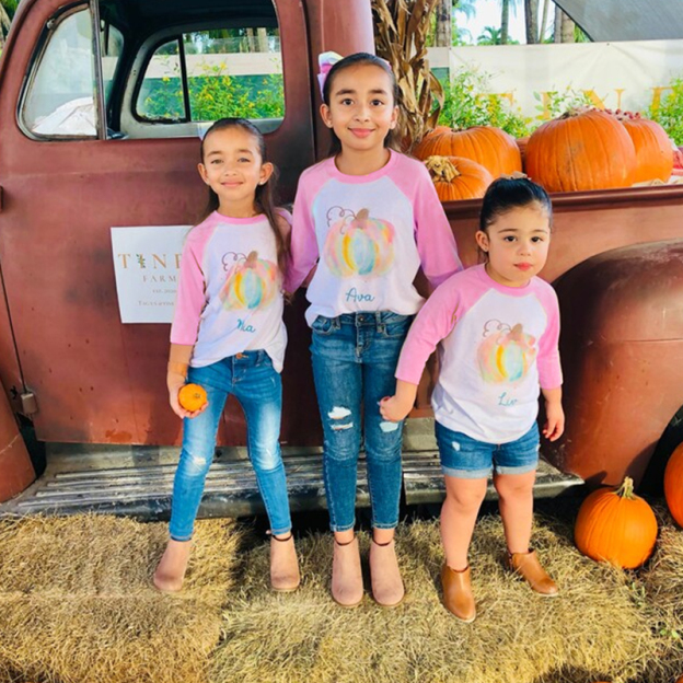 Personalized Girls Watercolor Pumpkin Long Sleeves Shirt| Cloth12404