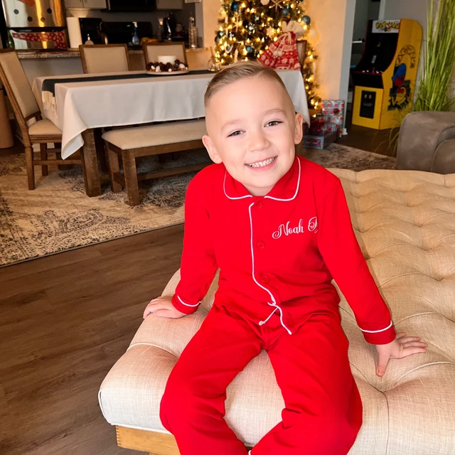 Personalized Kids Monogrammed Name Christmas Pajamas| Cloth193