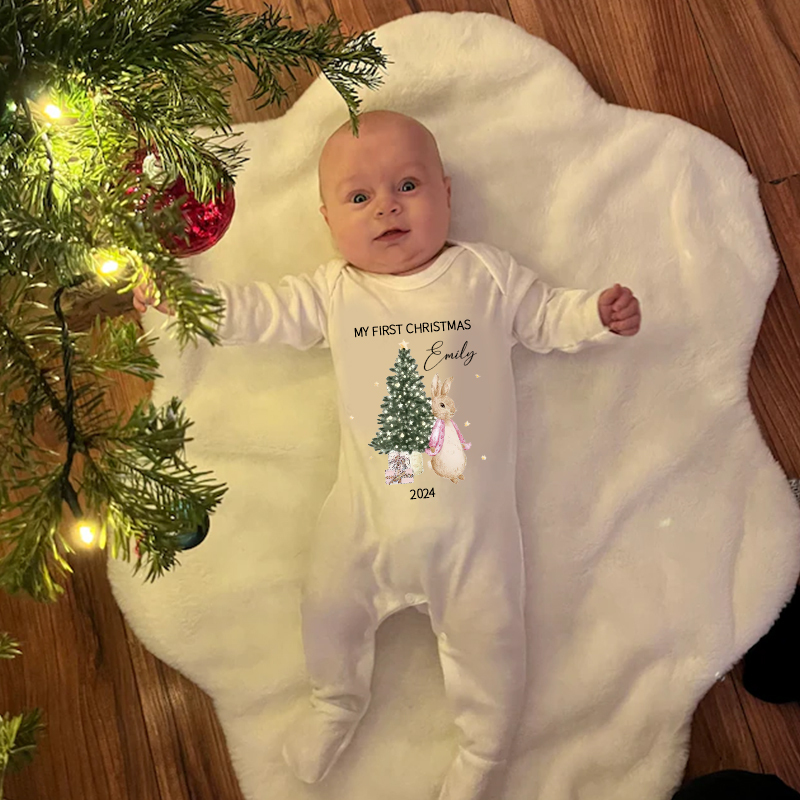Personalized Baby First Christmas Rabbit Outfit| BBCloth1203