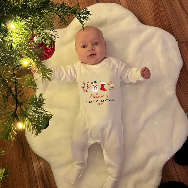Personalized Baby First Christmas Outfit| BBCloth1204