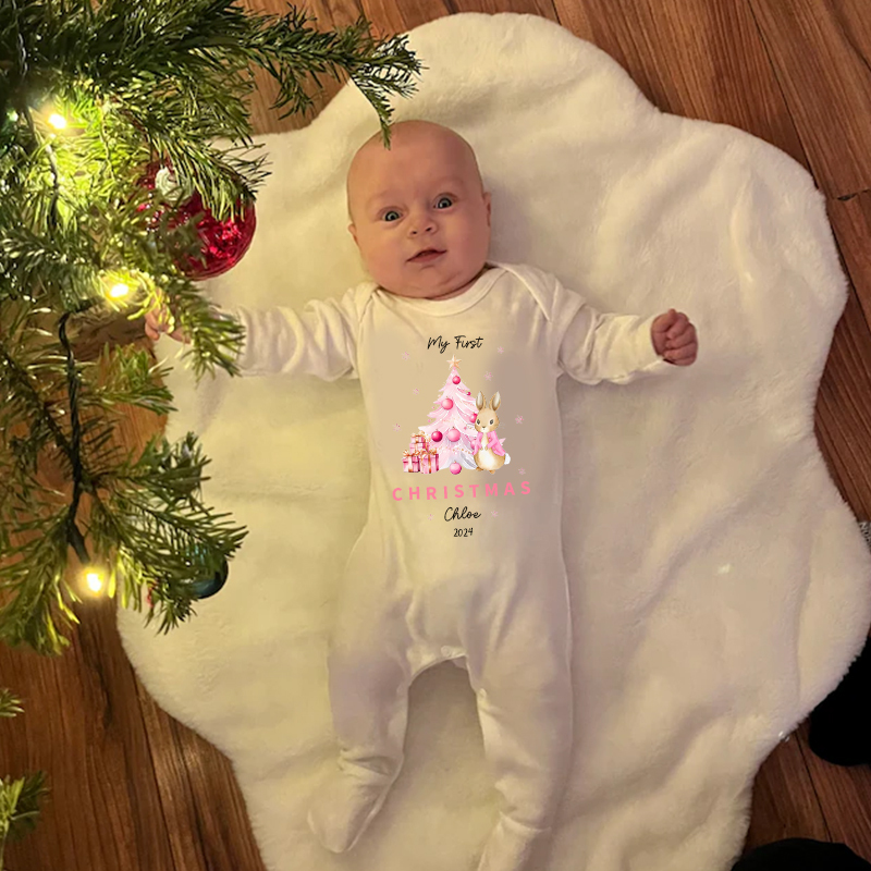 Personalized Baby First Christmas Rabbit Outfit| BBCloth1205