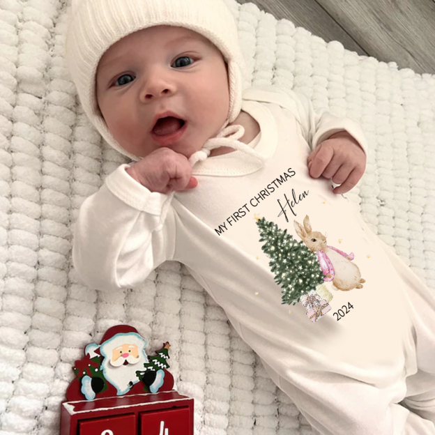 Personalized Baby First Christmas Rabbit Outfit| BBCloth1203
