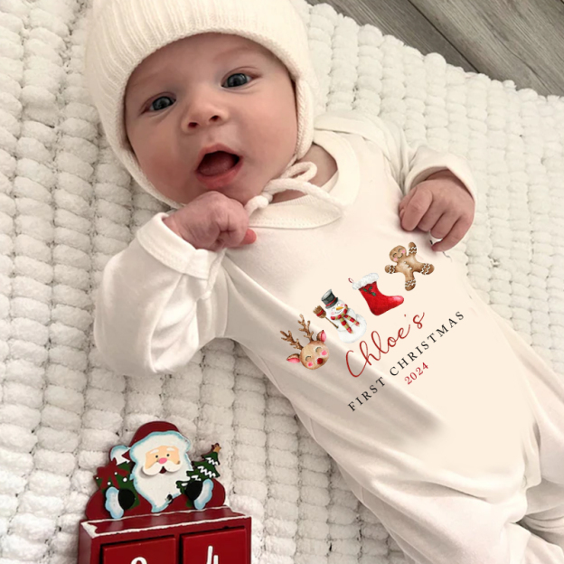 Personalized Baby First Christmas Outfit| BBCloth1204