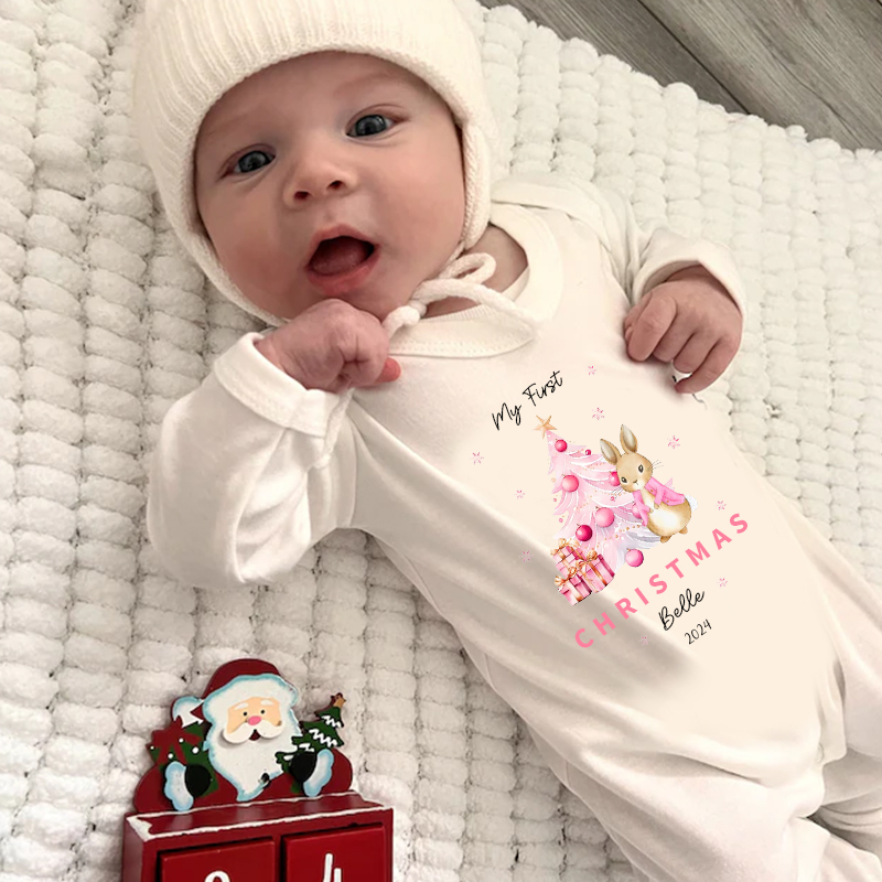 Personalized Baby First Christmas Rabbit Outfit| BBCloth1205