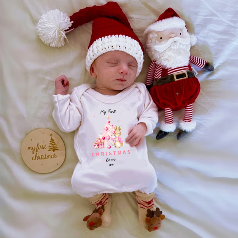 Personalized Baby First Christmas Rabbit Outfit| BBCloth1205
