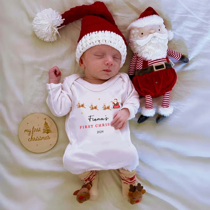 Personalized Baby First Christmas Outfit| BBCloth1202