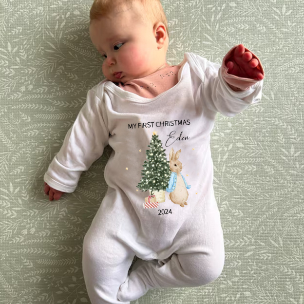Personalized Baby First Christmas Rabbit Outfit| BBCloth1203