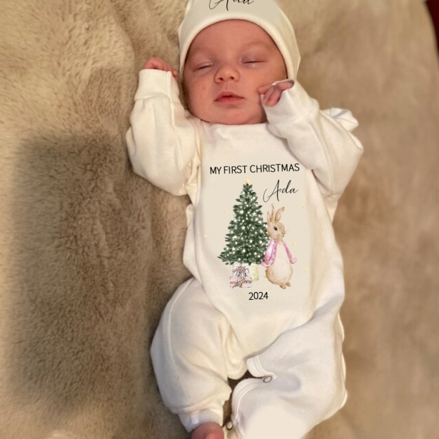 Personalized Baby First Christmas Rabbit Outfit| BBCloth1203